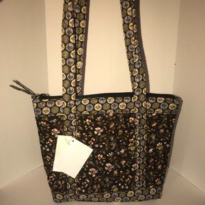 Quilted Fabric Shoulder Handbag - Floral / Black NWT